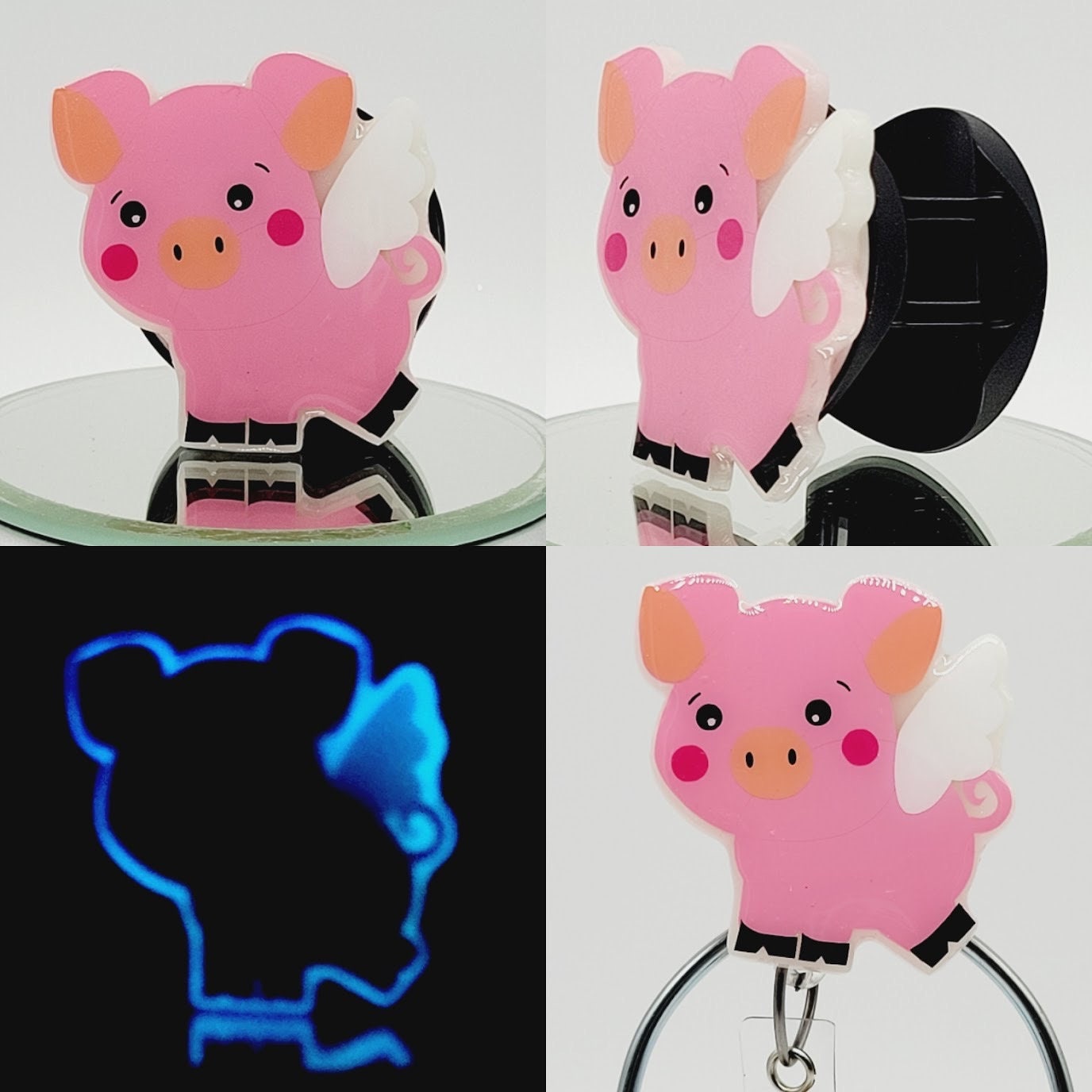 Glow in the Dark Flying Pig Cartoon Retractable Badge Reel: - Etsy