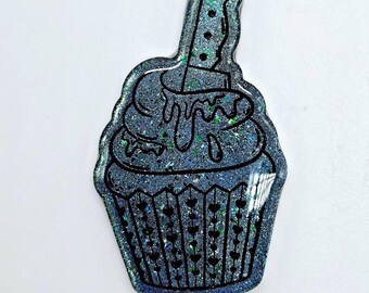 Blue Prism Gothic Killer Cupcake Phone Grip: Goth Phone Grip with Unique Blue Prism