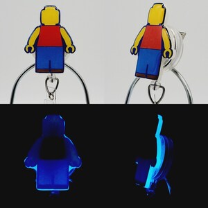 Lego Man Versenkbare Abzeichen-Rolle: Blue Glow in the Dark Epoxy Block Man Cartoon ID Halter
