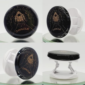 Black and Gold Mystical Oracle Phone Grip or Retractable Badge Reel: Mystical Black Planchette Phone Holder or ID Holder
