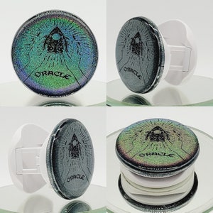 Silver Rainbow Holographic Magic Oracle Phone Grip or Retractable Badge Reel: Magic Oracle Phone Holder or ID Holder