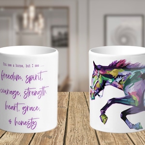 11oz/15oz Ceramic Watercolor Horse Coffee Mug: You See a Horse But I See a... Watercolor Coffee Cup