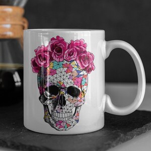 11oz/15oz Gothic Geometric Pink Floral Ceramic Coffee Mug
