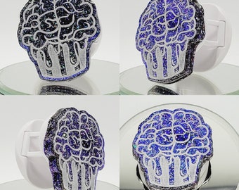 Gothic Purple Prism Cupcake Brains Phone Grip: Goth Cupcake Phone Holder and Tablet Grip