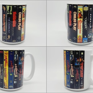 11oz/15oz Classic VHS Horror Movie Ceramic Coffee Mug: Classic Horror Movie Collection Coffee Cup