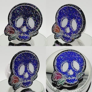 Goth Purple Prism Cartoon Skull Phone Grip: Gothic Skull Phone Holder and Tablet Grip