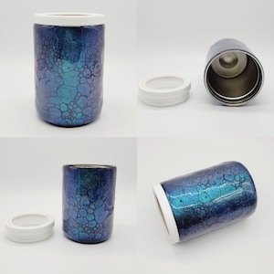 Color Shift Blue and Purple Dragon Scale 12oz Stainless Steel Can Cooler Tumbler: Unique Color Changing Reptile Skin 12oz Can Tumbler
