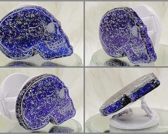 Goth Purple Holographic Glitter Skull Phone Grip