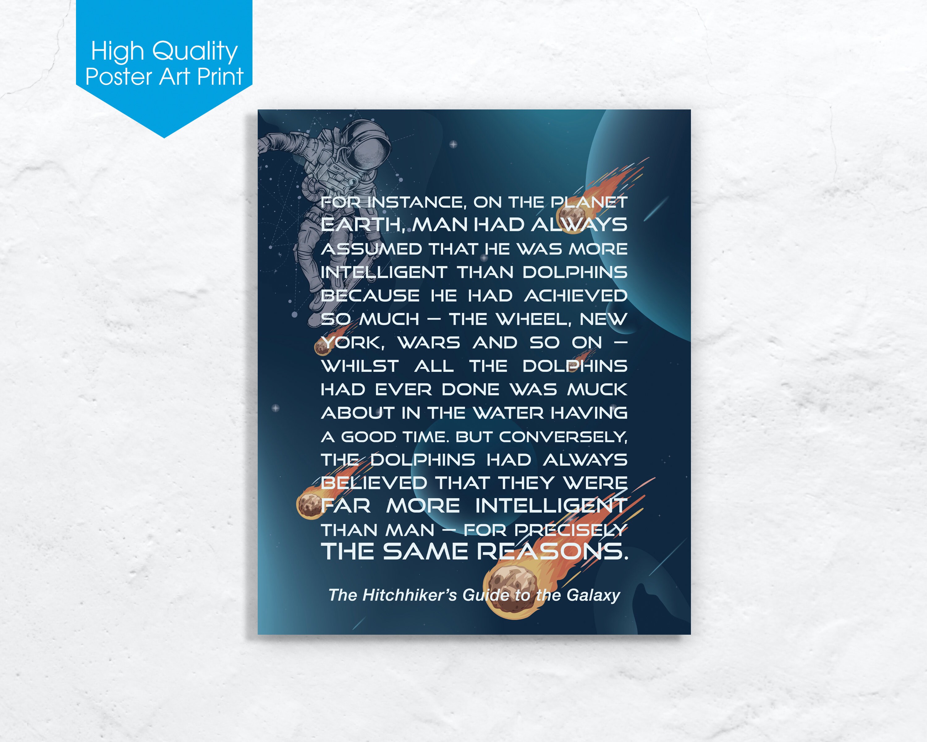 Hitchhiker's Guide to the Galaxy Quote Poster Art Print Wall Decor