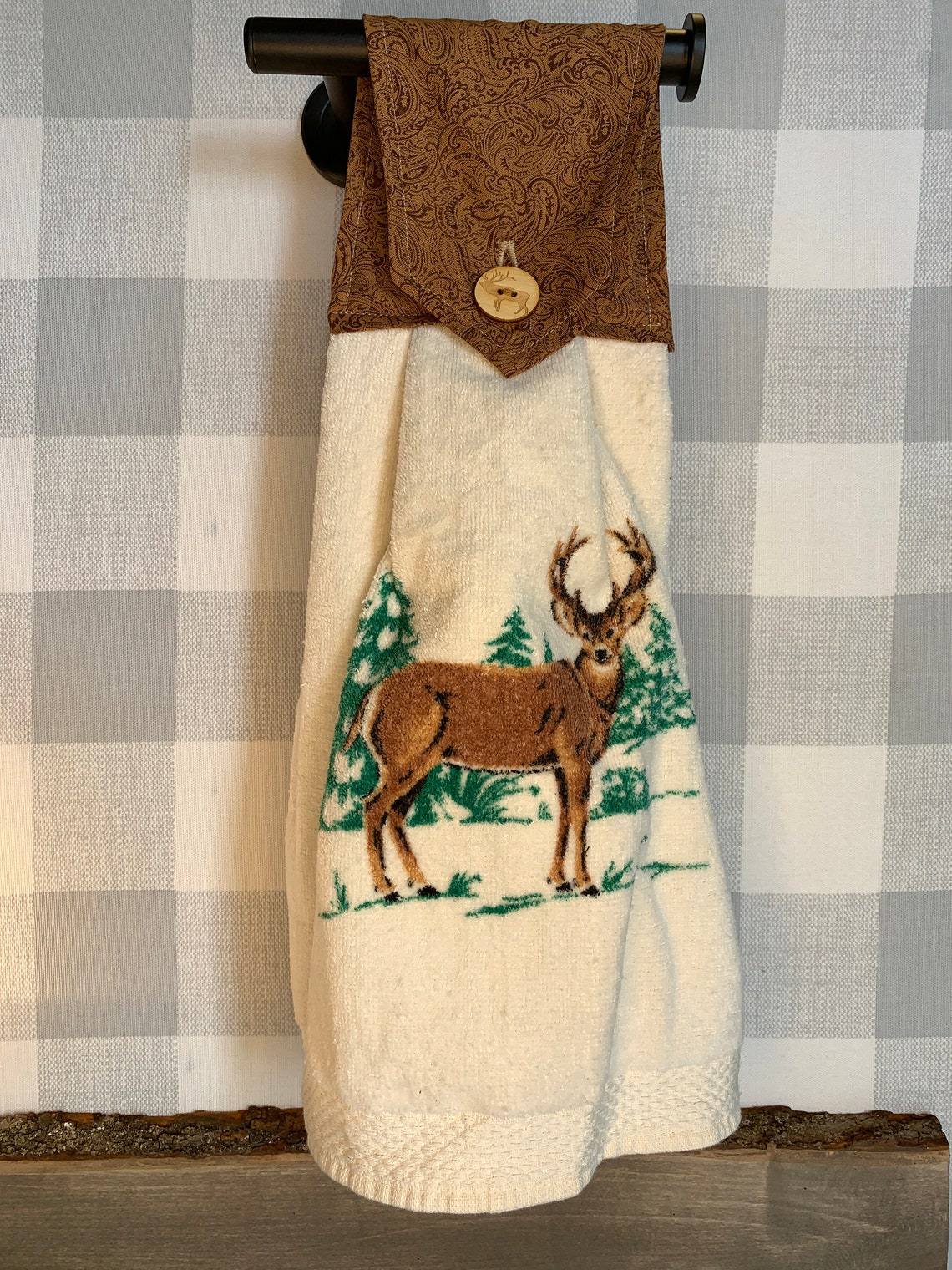 Oven towel hanging towel stove handle button towel towel Etsy