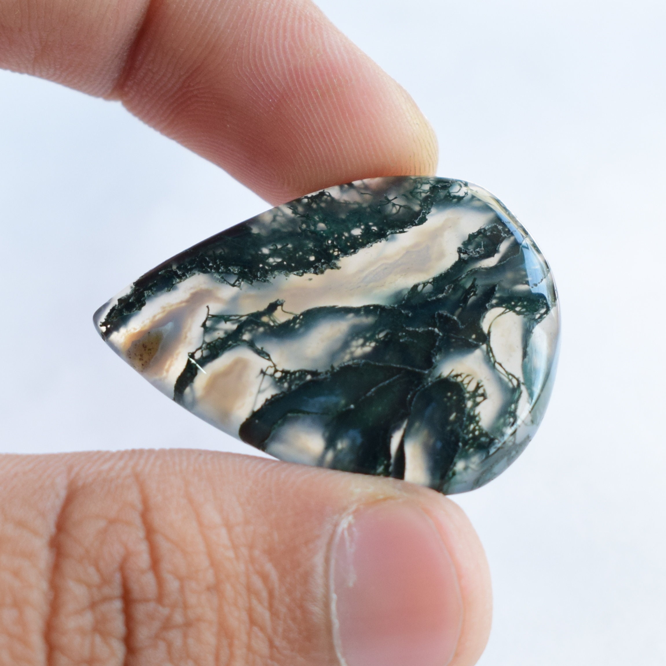 Very Rare Natural Green Moss Agate Cabochon Moss Agate | Etsy