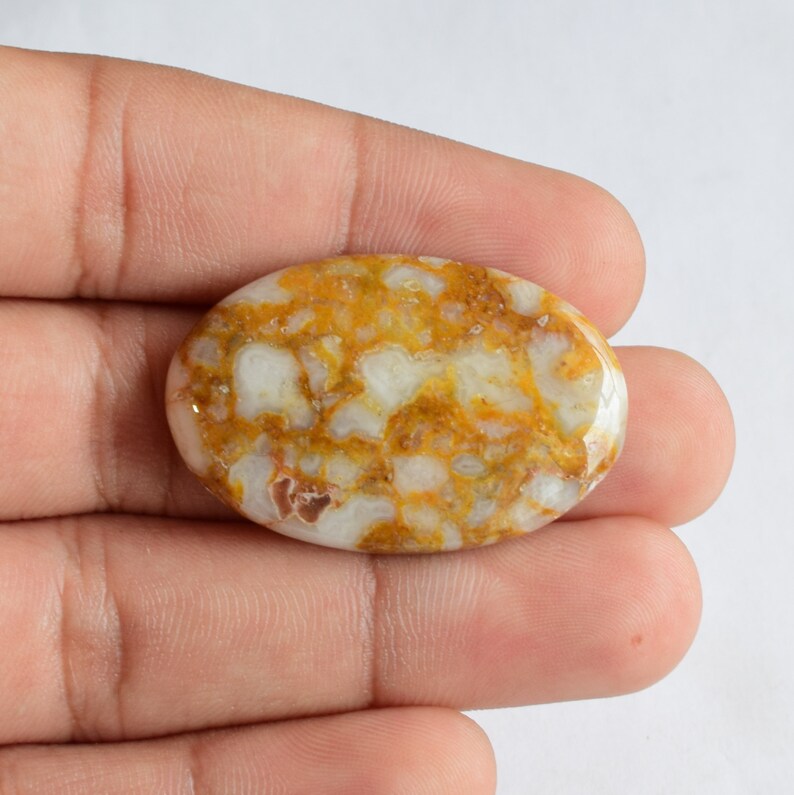 Yellow Dot Jasper Cabochon Gemstone 40x26x5mm 45.00 Ct Jewelry Making Gemstone