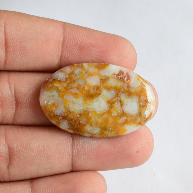 Yellow Dot Jasper Cabochon Gemstone 40x26x5mm 45.00 Ct Jewelry Making Gemstone