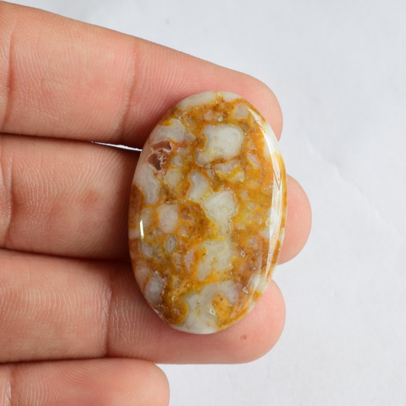 Yellow Dot Jasper Cabochon Gemstone 40x26x5mm 45.00 Ct Jewelry Making Gemstone