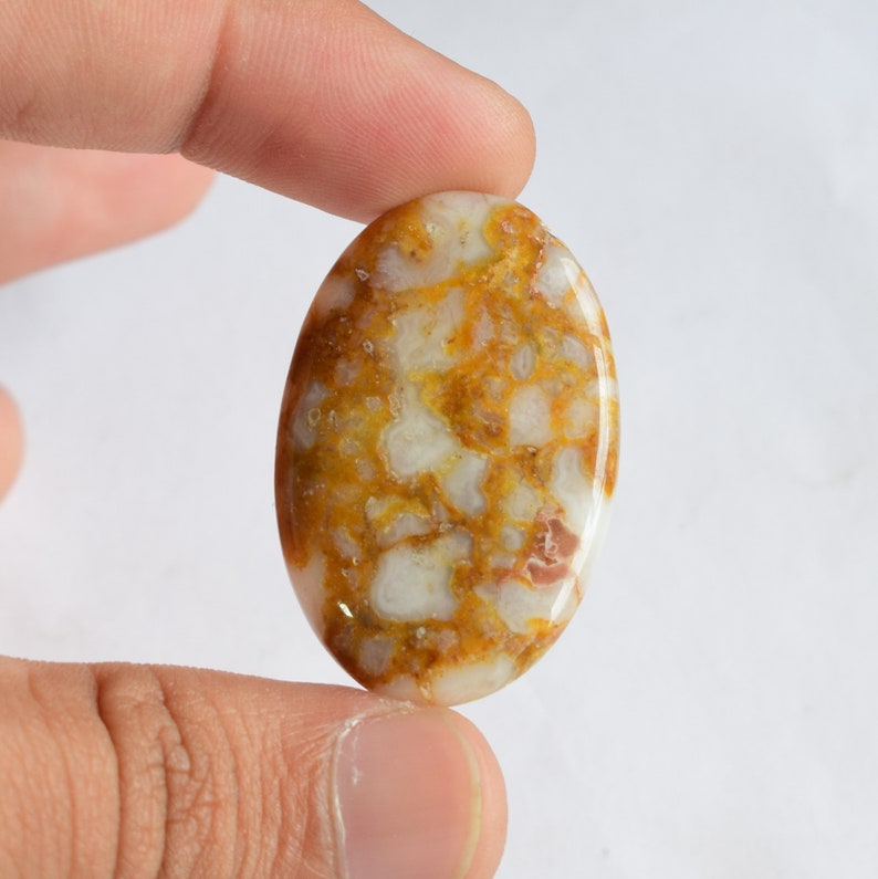Yellow Dot Jasper Cabochon Gemstone 40x26x5mm 45.00 Ct Jewelry Making Gemstone
