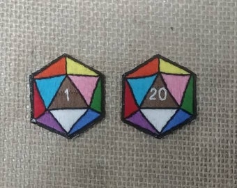 D20 Patch, LGBTQ Patch, LGBTQ Pride, Dice Patch, Pride Patch, Progress Pride, Progress Pride Patch, Hand Embroidered Patch, Queer Patch