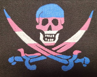 Pirate Patch, Transgender Patch, Transgender Pirate Patch, Transgender Pirate, Trans Patch, Trans Pirate Patch, Handmade Patch, LGBTQ Patch