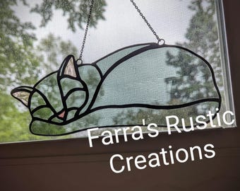 Sleepy Kitty Stained Glass Sleeping Cat PDF pattern