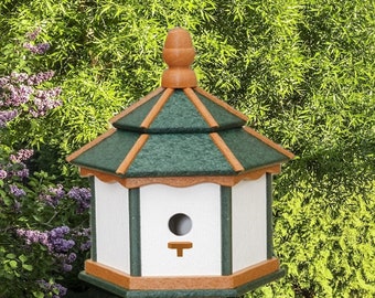 Bird House Poly Amish Made Gazebo Birdhouse 3 Holes with 3 Nesting Compartments - Post Not Included