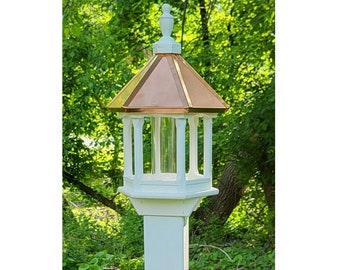 Amish Handmade Copper Roof Bird Feeder - Vinyl - Bird Lovers - Weather-Resistant - Poly
