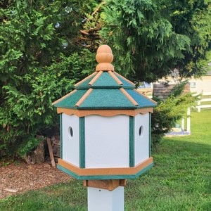 Bird House Poly Amish Made Gazebo Birdhouse 3 Holes with 3 Nesting Compartments - Post Not Included