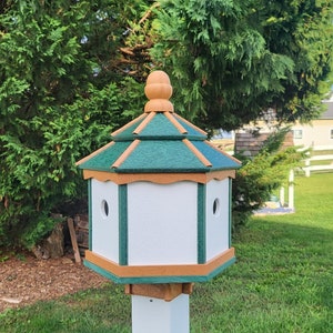 Bird House Poly - Free Shipping - Amish Handmade - Gazebo Birdhouse 3 Holes with 3 Nesting Compartments - Post Not Included
