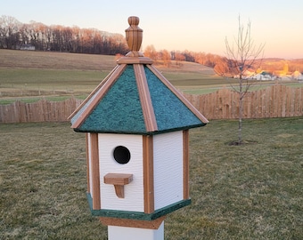 Amish Made Gazebo Birdhouse 1 Nesting Compartment, Poly Bird House, Post Not Included