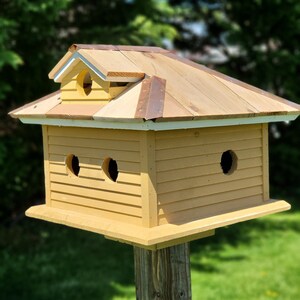 Martin Bird House Amish Handmade With 5 Nesting Compartments, Cedar Roof With Copper Trim Birdhouse Outdoor