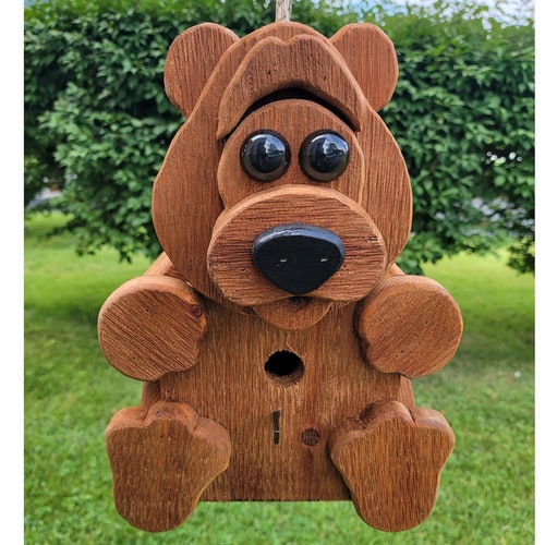 Hanging shops Bear Bird House - 1 Nesting Compartments - Amish Handmade - Birdhouse Outdoor