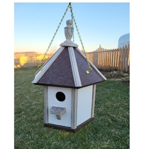 Amish Made Hanging Bird House, Handcrafted Gazebo Birdhouse 1 Nesting Compartment