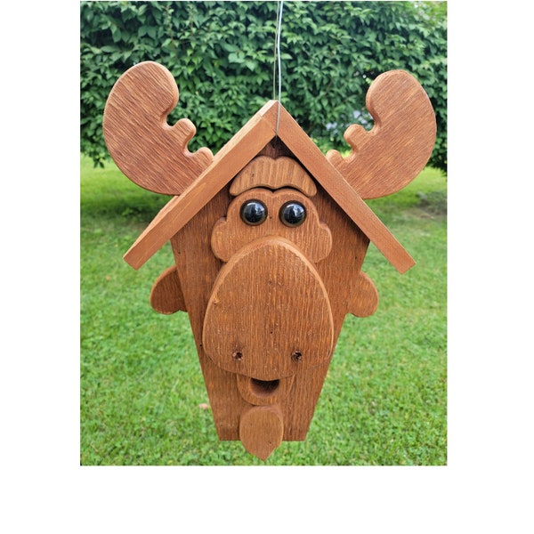 Hanging Moose Bird House - 1 Nesting Compartments - Amish Handmade - Birdhouse Outdoor