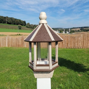 Amish Bird Feeder Handmade Poly Lumber Weather Resistant - Premium Feeding Tube - Post Mounted / Hanging Bird Feeders Outdoors