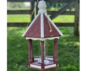 Hanging Bird Feeder - Poly Lumber - Amish Handmade - Weather Resistant - Premium Feeding Tube - Bird Feeder For Outdoors
