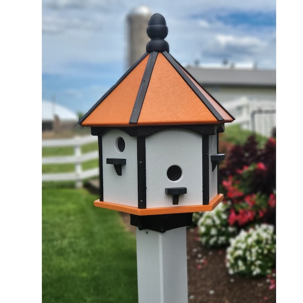 Holiday Colorful 6 Nesting Compartments Birdhouse, Amish Made, Weather Resistant Birdhouse Outdoor