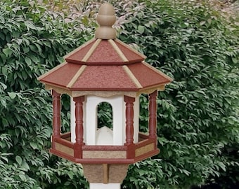 Amish Bird Feeder Handmade - Poly Lumber Weather Resistant - Easy Mounting on 4"x4" Pole/Post - Bird Feeders For the Outdoors