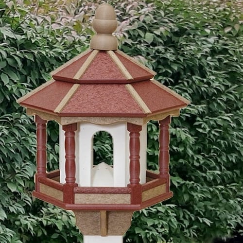 Copper roof Bird Feeder Amish handmade handcrafted copper top Large 21" tall 