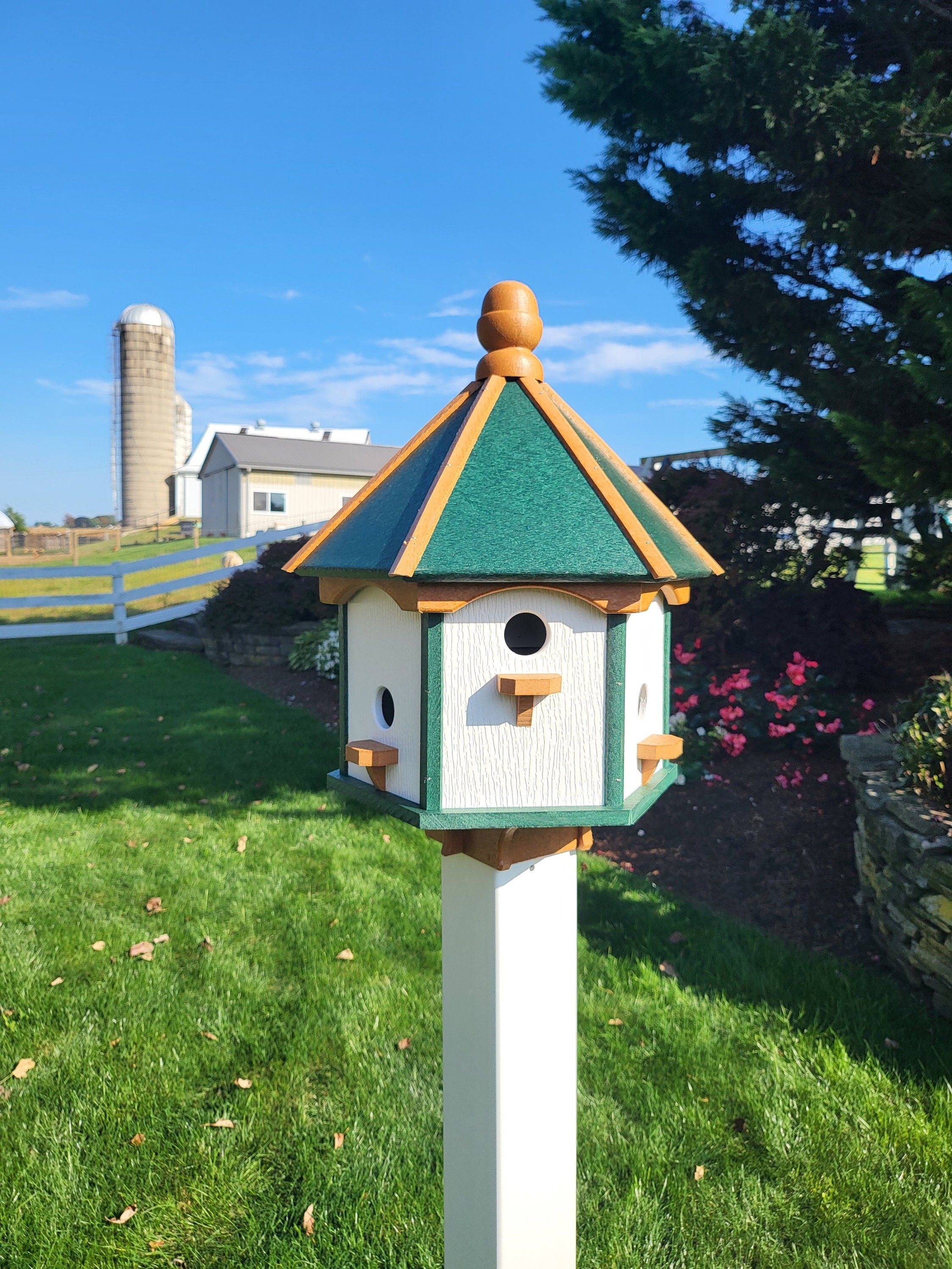 Gazebo Birdhouse, Amish Handmade, Poly, With 6 Nesting Compartments