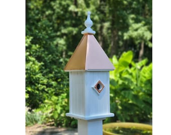 Bluebird  Birdhouse Copper Roof Handmade With 1 Nesting Compartment, Metal Predator Guards, Weather Resistant, Birdhouse Outdoor