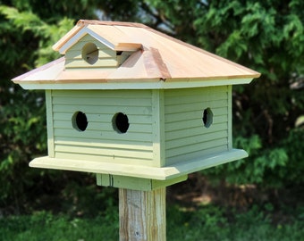 Amish Handmade Purple Martin Bird House Primitive Design - Cedar Roof, Copper Trim, With 5 Nesting Compartments -  Birdhouse outdoor