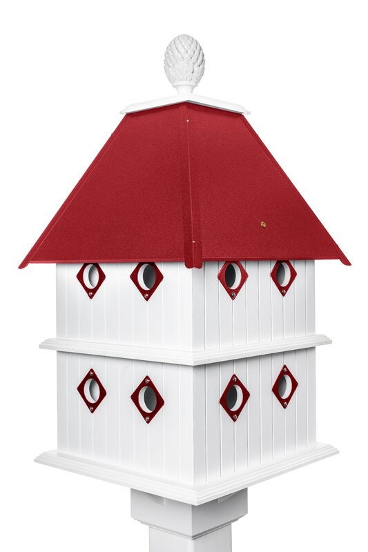 Birdhouse Handmade Choose Roof Color Vinyl PVC Bird house With 8 Nesting Compar - Picture 18 of 18