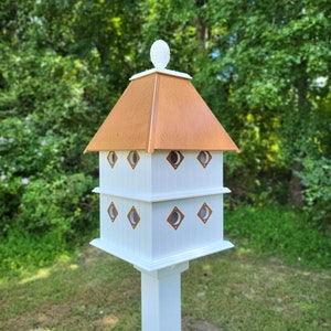 Birdhouse Handmade Choose Roof Color Vinyl PVC Bird house With 8 Nesting Compartments and Metal Predator Guards, Weather Resistant