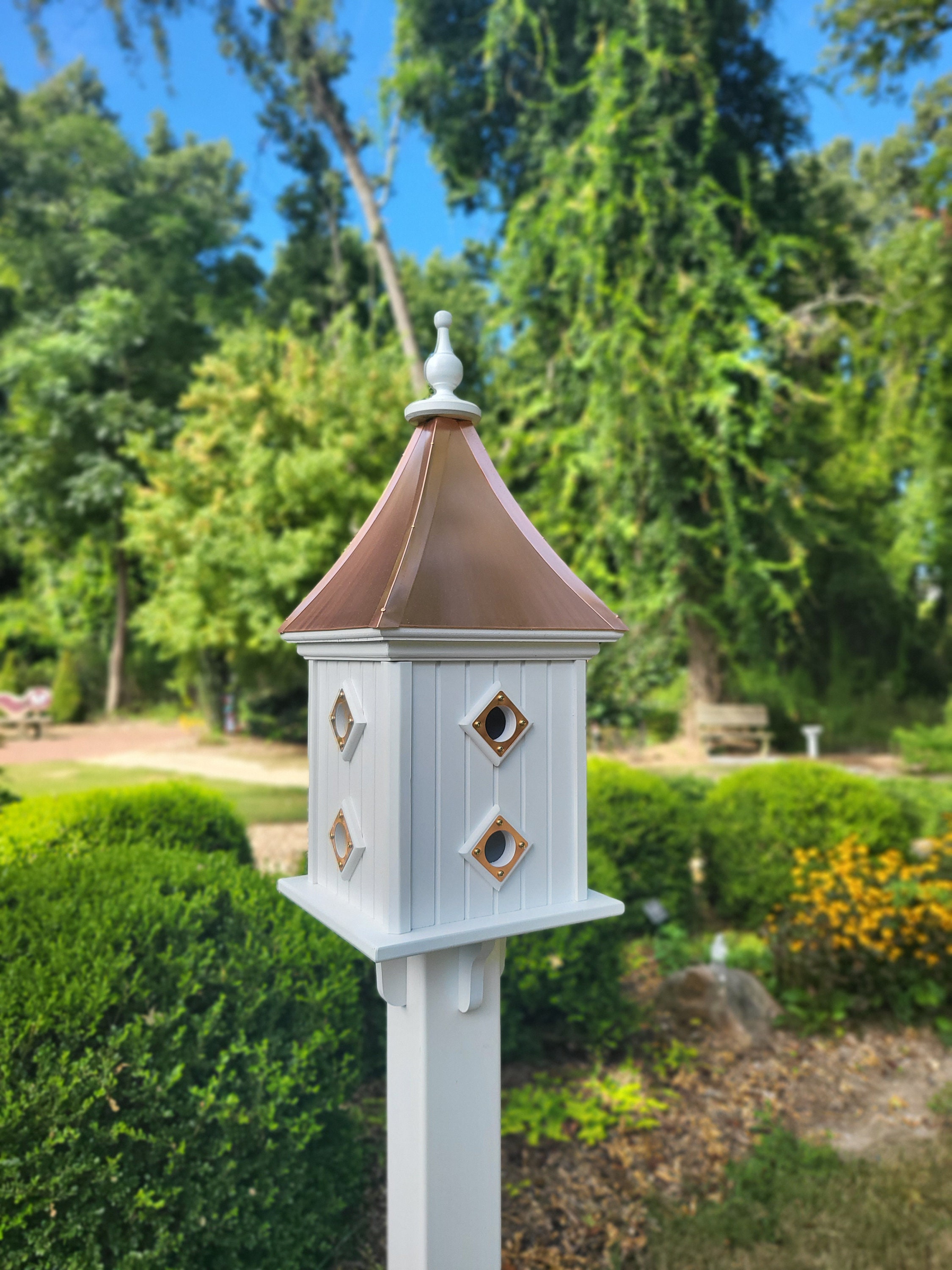 Birdhouse Copper Roof Handmade Large With 8 Nesting Compartments Weather Resist - Picture 12 of 12