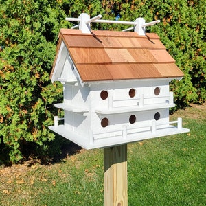 Purple Martin - White - Bird House - Amish Handmade - 14 Nesting Compartments - Weather Resistant - Birdhouse outdoor