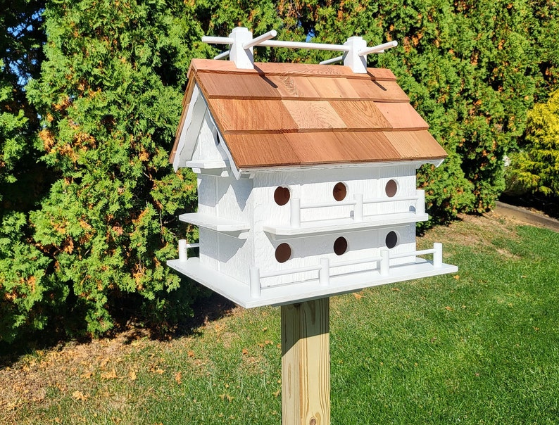 Purple Martin White Bird House Amish Handmade 14 Nesting Compartments Weather Resistant Birdhouse outdoor White