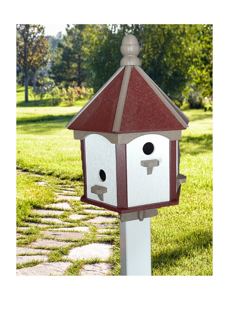 Made of Poly Lumber Amish Handmade 6 Nesting Compartments Weather Resistant Birdhouse Outdoor X-Large Bird House