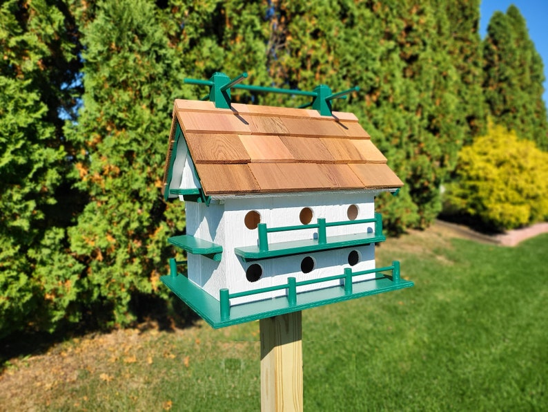 Nesting Full Railing Purple Martin Amish Handmade With 14 Nesting Compartments - Weather ...