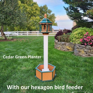 Planter Set For Bird Feeder and Birdhouse - Cedar - Set of Planter & Post - Choose Planter Colors to Match Your House/Feeder