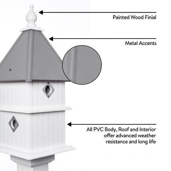 Bird House - 4 Nesting Compartments - 2 story - Handmade - Metal Predator Guard - Picture 12 of 16