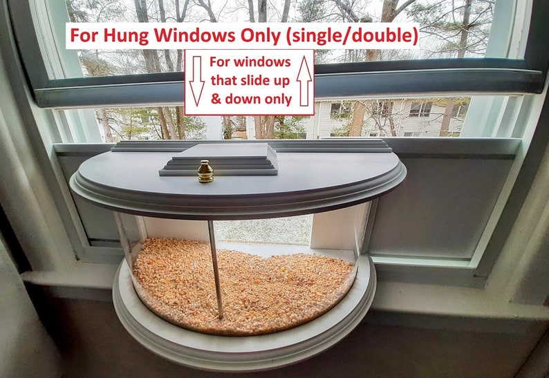 Amish Handmade Window Bird Feeder, In-House In Window 180 Degrees Clear View Window Feeder Watch Birds From The Comfort of Home, Easy-fill image 2