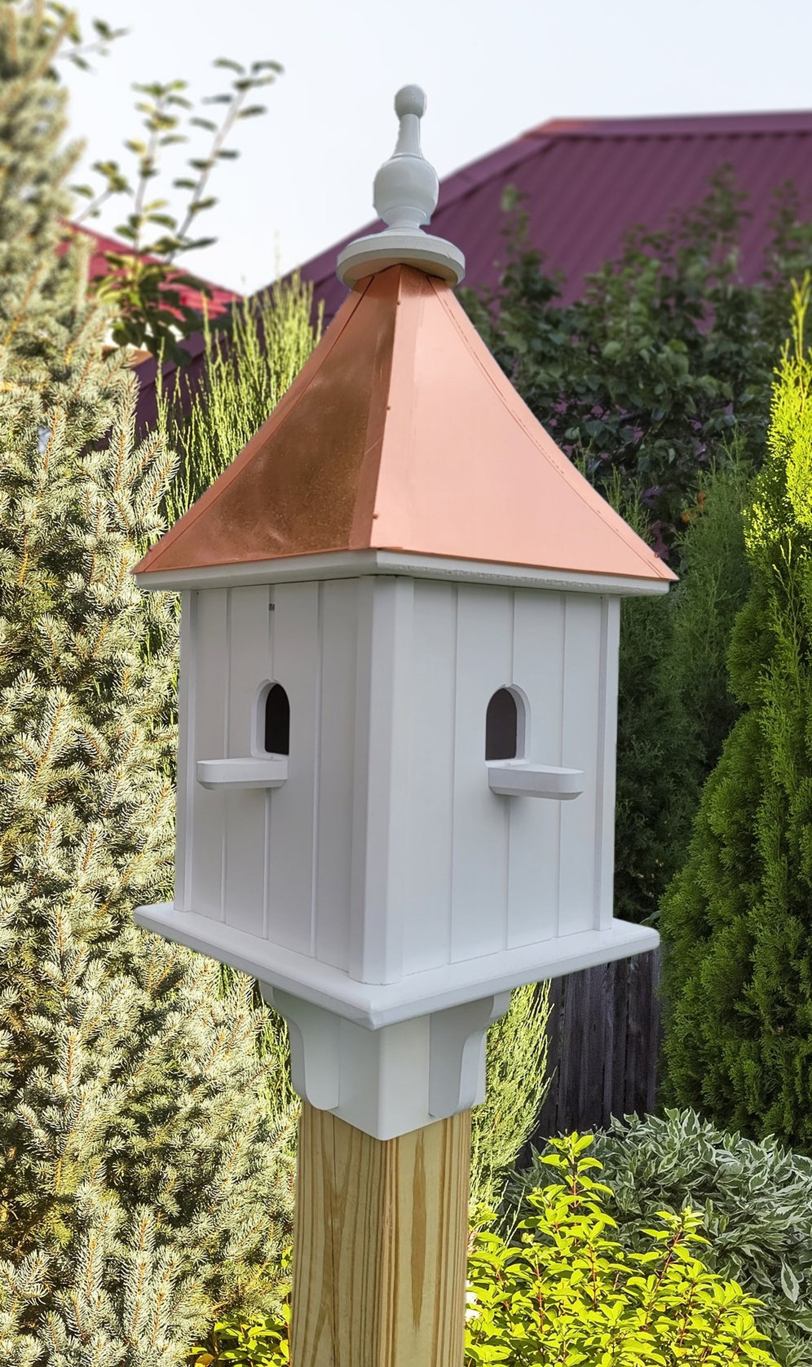 Birdhouse Copper Roof Handmade Vinyl Large With 4 Nesting Etsy